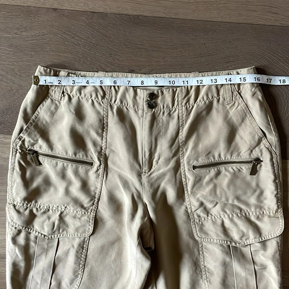 Lauren Ralph Lauren 100% Silk Modern Minimalist Cargo Pants Size 8 - Picture 2 of 10